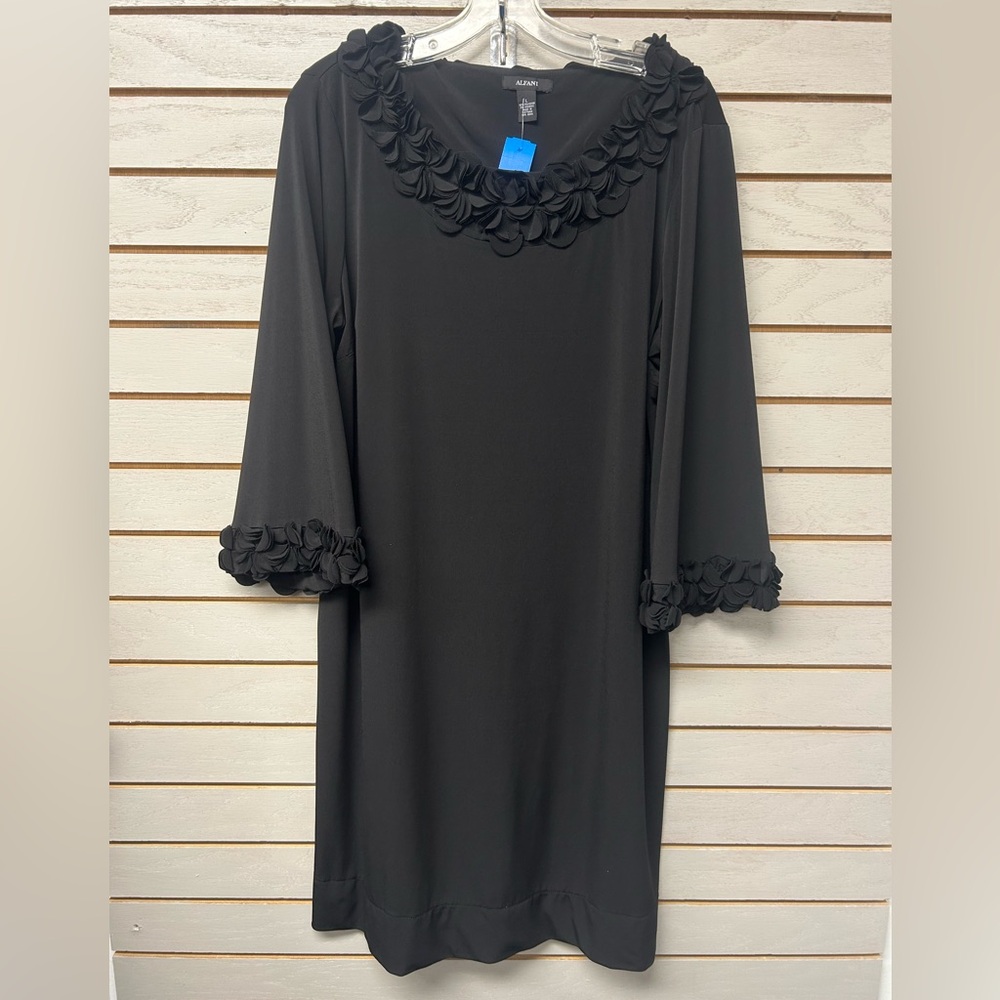 Alfani Black Long-Sleeve Floral Petal-Trim Dress